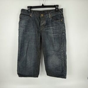 Lee Cooper Premium Denim Shorts Mens 31 Dark Wash Cinch Back Cotton Jean Shorts